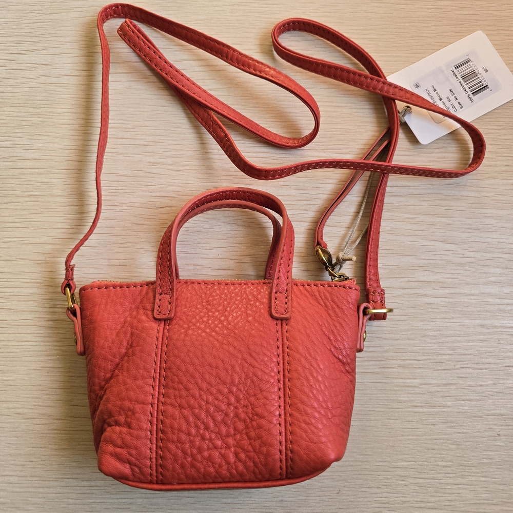 Coral Leather Crossbody Bag